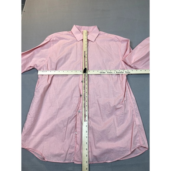 Calvin Klein Shirt Mens 17 34/35 Pink Mini Check Regular Fit Mens Large - Picture 2 of 13
